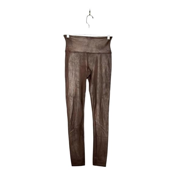 Spanx Faux Leather Leggings in Bronze Brown Size M - Picture 1 of 3